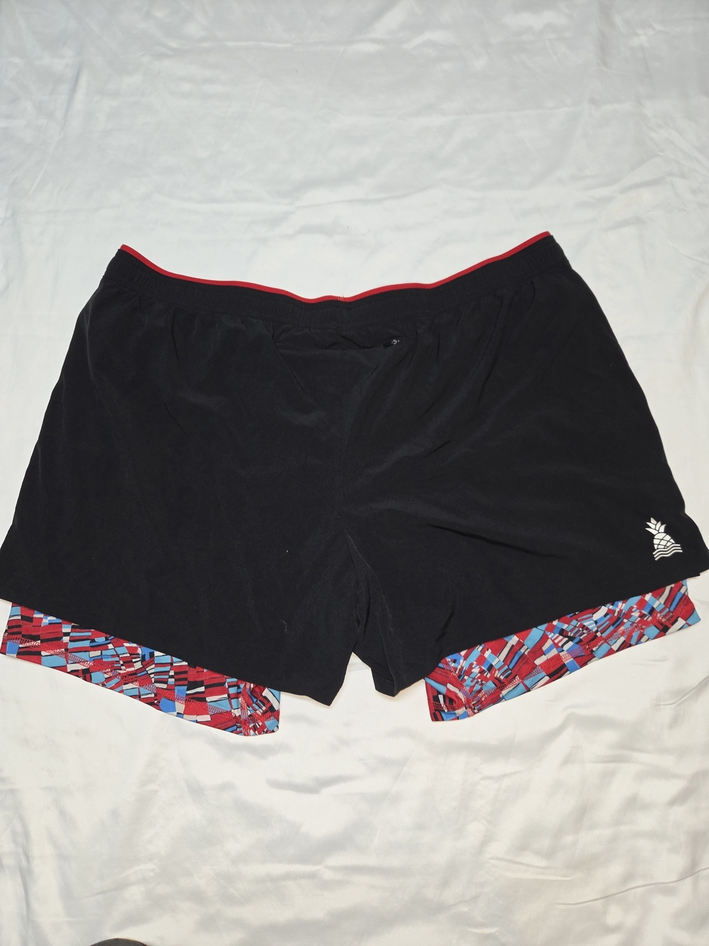 chubbies Black Waistband Boxer Briefs with Red & Blue Patterned Liner